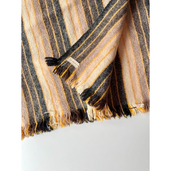 Vintage 60's TEQUENDAMA Brown Striped 100% Wool Colombian Poncho Sweater - Picture 12 of 14